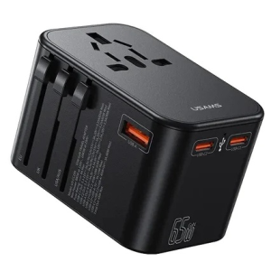 USAMS T62 Universal Travel Adapter 65W Dual USB Type-C 