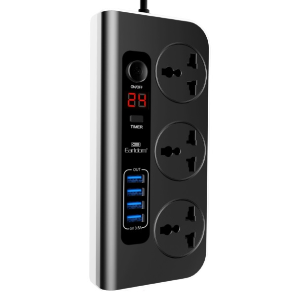 Earldom SC02 digital Multifunctional Power Sockets (with 4 USB ports)