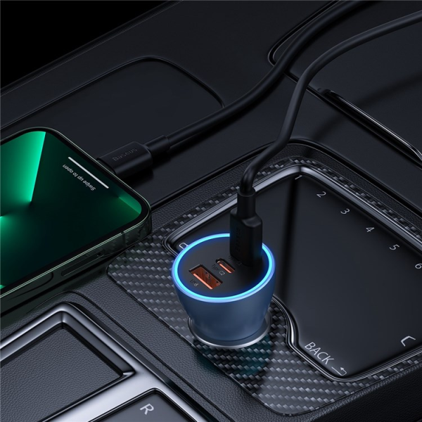 Baseus Golden Contactor Pro Dual Fast Car Charger U+C+C 65W 