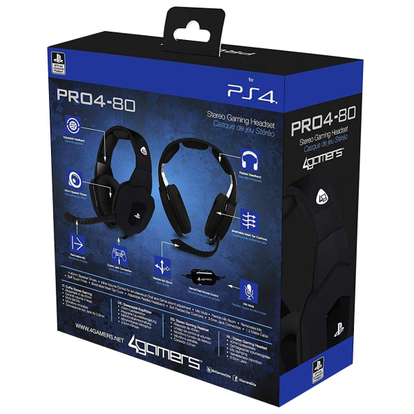 4Gamers PRO4-80 Premium Gaming Headset Black for PS4 