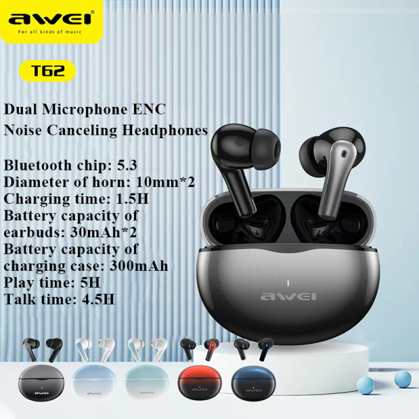 Awei T62 TWS Waterproof Wireless Earbuds 