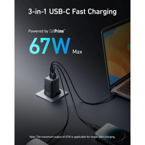 Anker 336 67W Three Port Wall Charger
