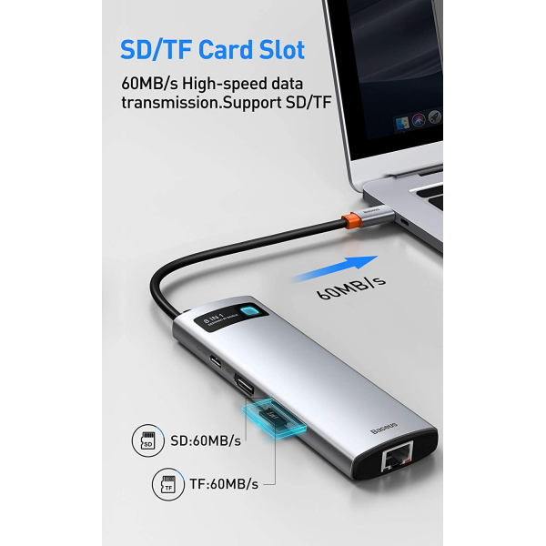 Baseus Metal Gleam Series 8-in-1 Multifunctional Type-C HUB Docking Station