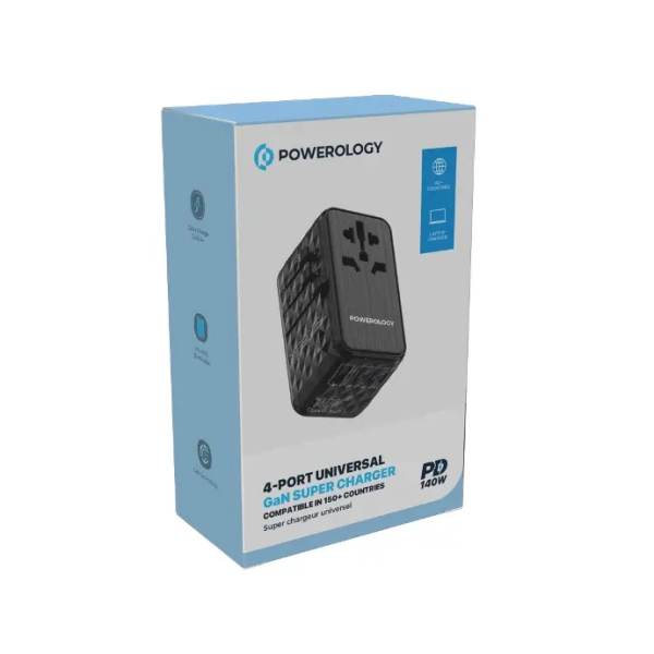 Powerology 140W Universal Multi-Port Travel Adapter