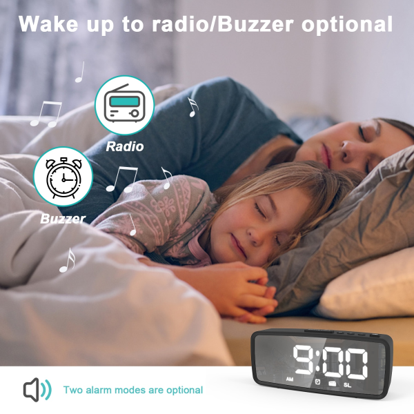 Digital Alarm Clock Radio with FM Radio Sleep Timer with Time Desk Table LED Alarm Clock