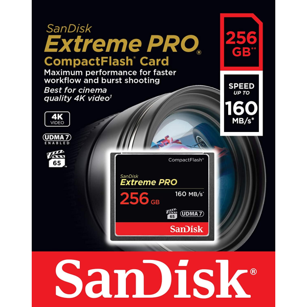 SanDisk Extreme Pro 256 GB 160 MB/s CompactFlash Memory Card