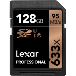 Lexar Professional 633x 128GB SDXC UHS-I/U3 Card (Up to 95MB/s Read)
