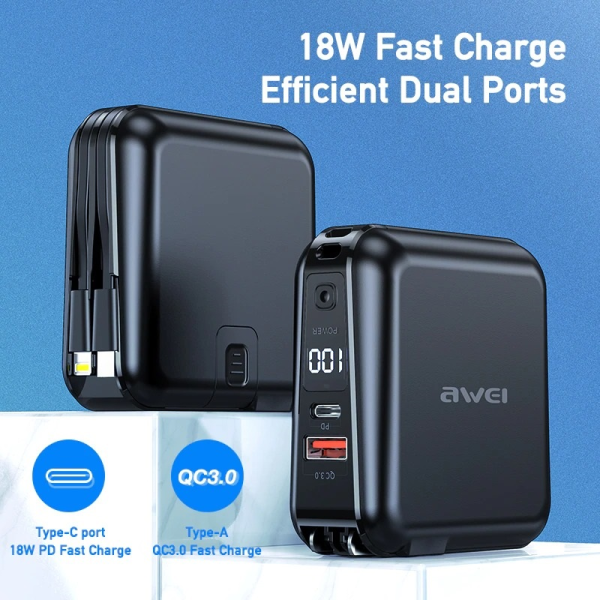 AWEI P48K 15000mAh 4 in 1 Portable Multifunction  Power Bank