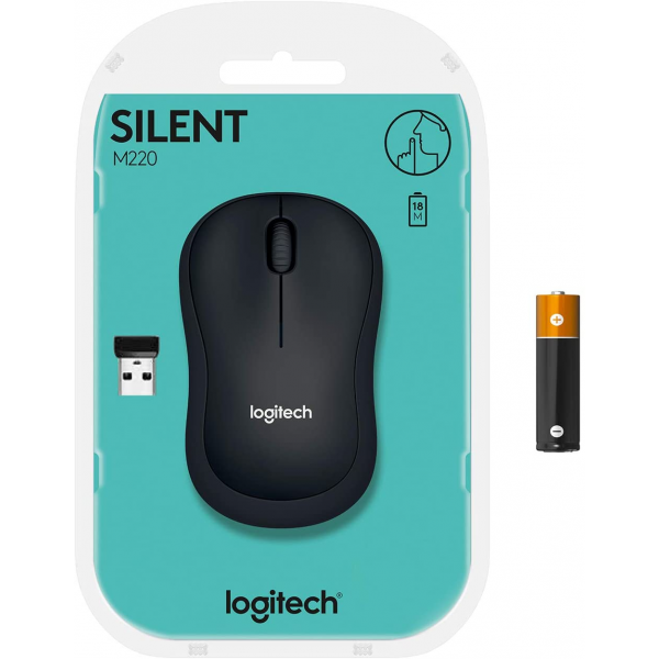 Logitech M220 Wireless Mouse, Silent Buttons 1000 DPI Optical Tracking,