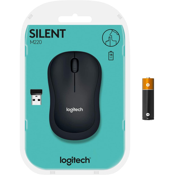 Logitech M220 Wireless Mouse, Silent Buttons 1000 DPI Optical Tracking,