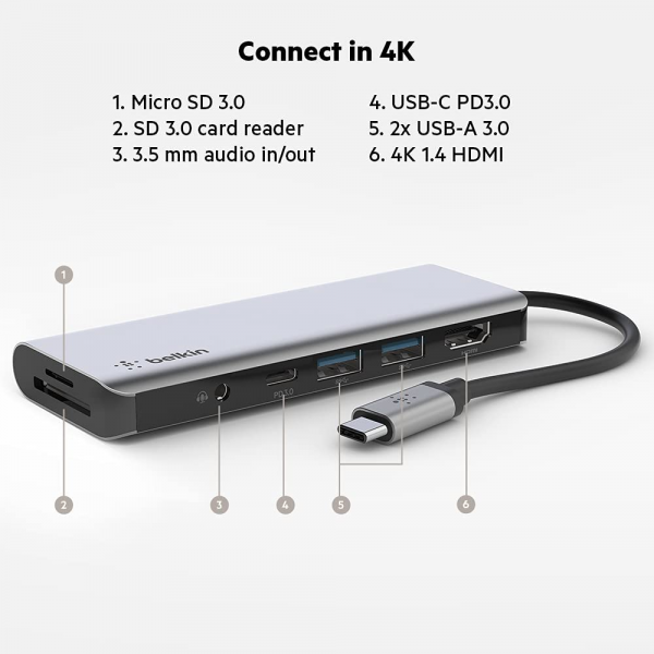 Belkin  Connect USB-C 7-in-1 Multiport Hub Adapter