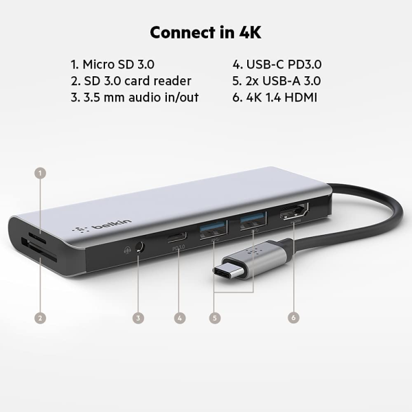 Belkin  Connect USB-C 7-in-1 Multiport Hub Adapter