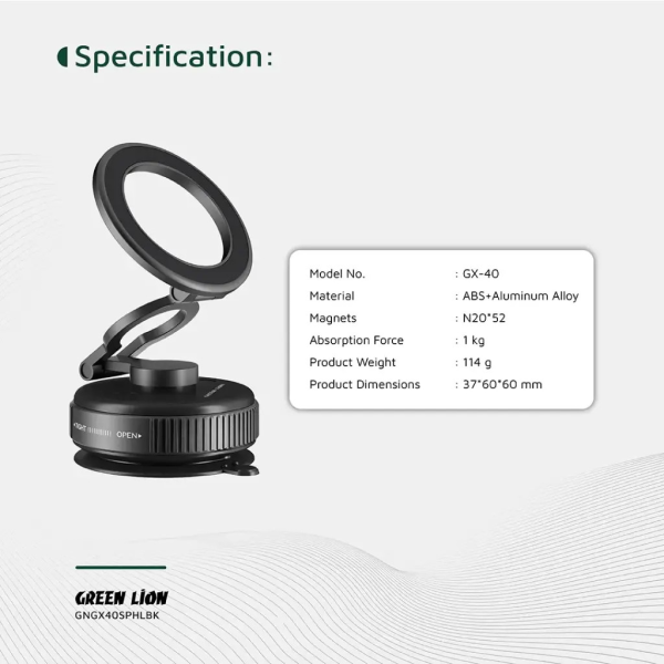 Green Lion GX-40 MagSafe Suction Phone Holder 
