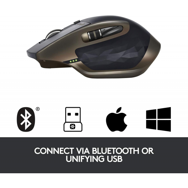 Logitech MX Master Wireless Mouse, Bluetooth or 2.4 GHz with USB 