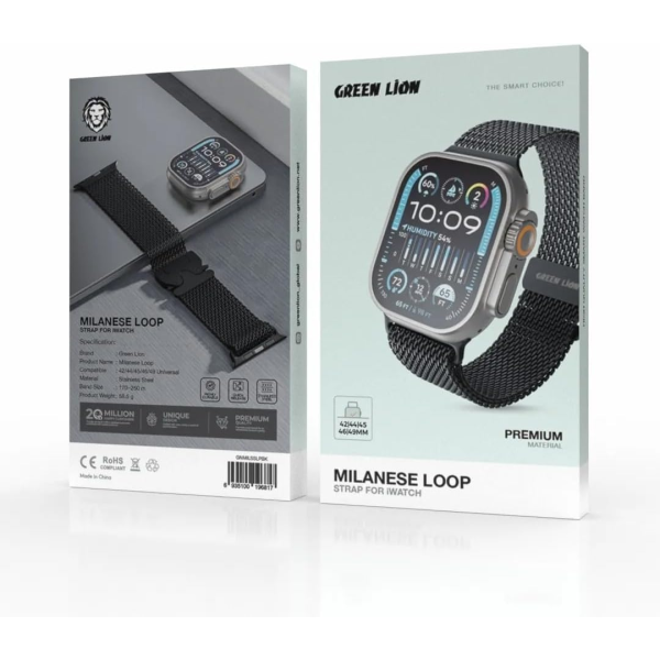 Green Lion Milanese Loop Strap for Apple Watch 42/44/45/46/49mm