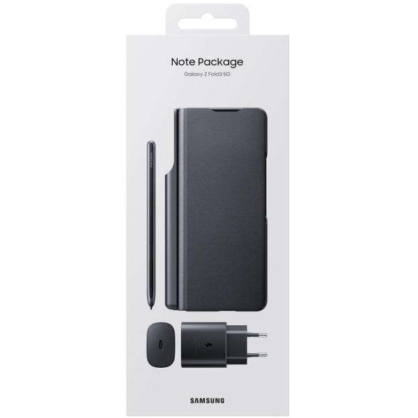 Samsung Flip Cover Galaxy Z Fold 3 5G Black & S Pen & PD Travel Charger