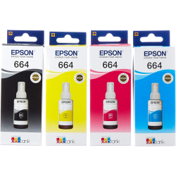 Epson T664 EcoTank Ink Bottle Magenta, Black, Yellow, Cyan