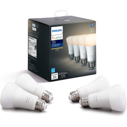 Philips Hue White 4-Pack A19 LED Smart Bulb works with Alexa