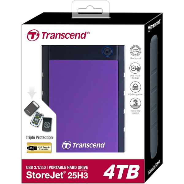 Transcend StoreJet 25H3 4TB External Hard Drive