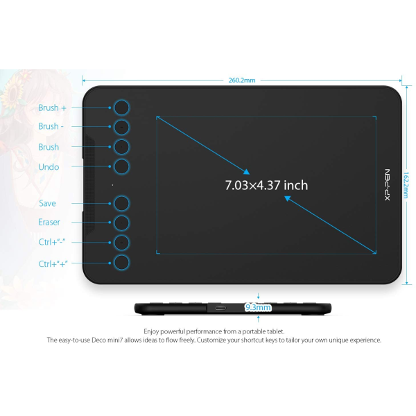 XP-PEN Deco mini7 7" Portable Graphic Drawing Tablet
