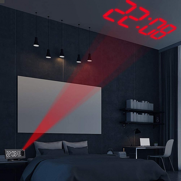 Projection LED Digital Alarm Clock with Temperature & FM Radio Clock 