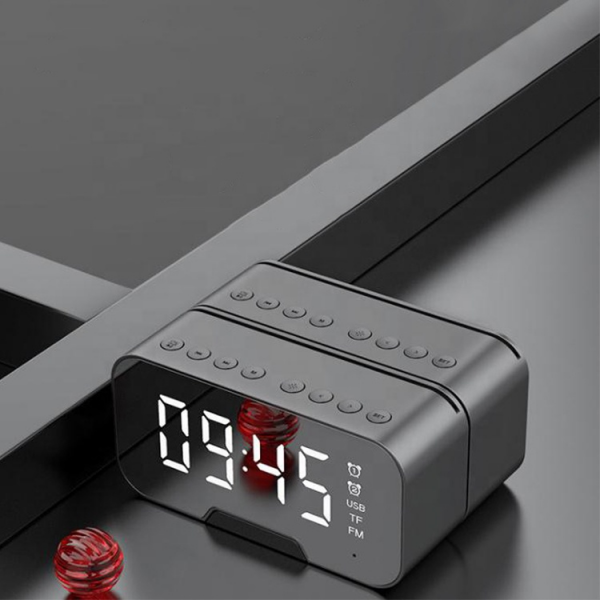 Digital LED  Backlit Mirror Alarm Clock with Bluetooth Speaker, Temperature & FM