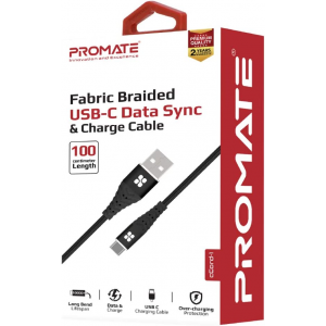 Promate cCord-1 Fabric Braided USB-C Data Sync & Charge Cable