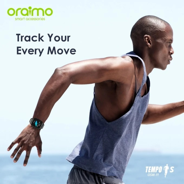 Oraimo Tempo-S IP67 Waterproof Smart Watch - Black