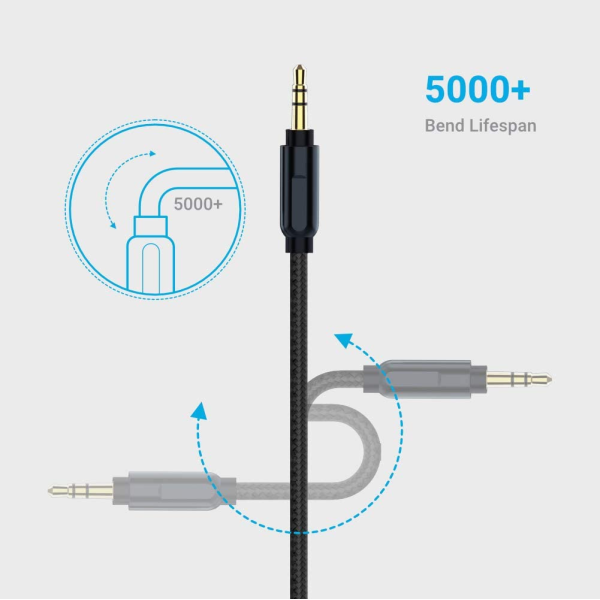 Powerology Aluminum Braided Audio Cable USB-C to 3.5mm AUX 1.2M