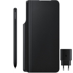 Samsung Flip Cover Galaxy Z Fold 3 5G Black & S Pen & PD Travel Charger
