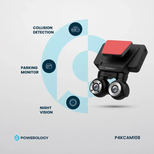 Powerology Dual Lens Dash Camera - CAM108