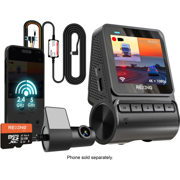 Rexing V1P Flex X4 4K WiFi Dual Dash Cam 