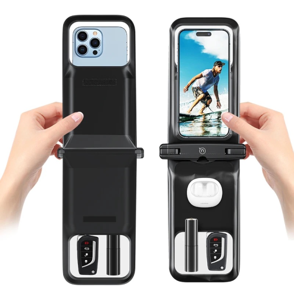 USAMS YD014 IP68 Waterproof Double-Space PVC Phone Pouch
