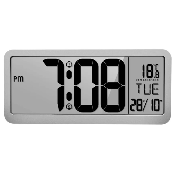 14 Inch LCD Digital Wall Alarm Clock  Large Size with Dual Alarms