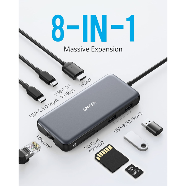 Anker PowerExpand 8-in-1 USB-C PD 10Gbps Data Hub