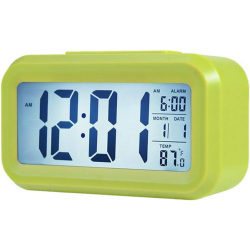 Digital LED Backlit Alarm Clock with Date and Temperature - Green