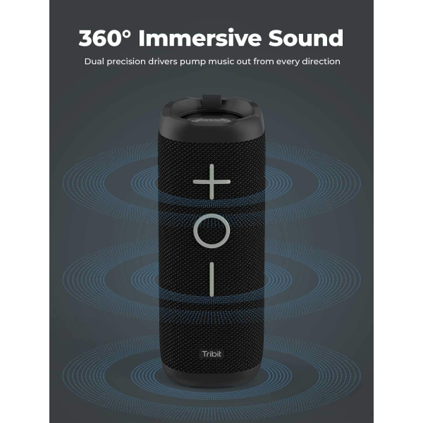 Tribit StormBox Bluetooth Portable Speaker, 360° Full Surround Sound