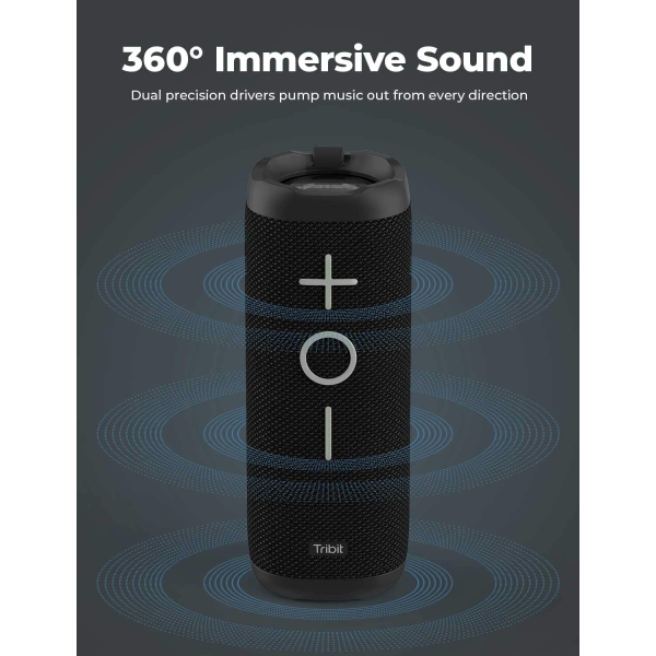 Tribit StormBox Bluetooth Portable Speaker, 360° Full Surround Sound