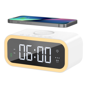 WiWU Bedside Lamp Clock with Wireless Charger