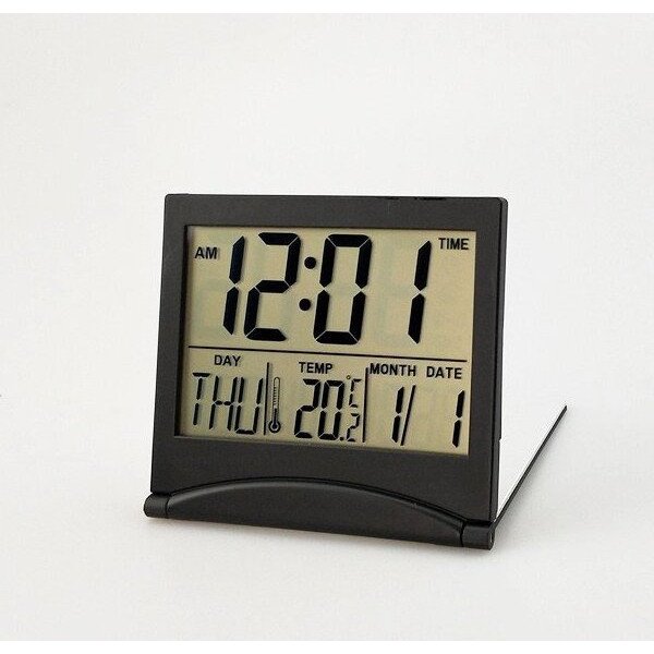 Digital LCD Display Thermometer Calendar Folding Alarm Clock