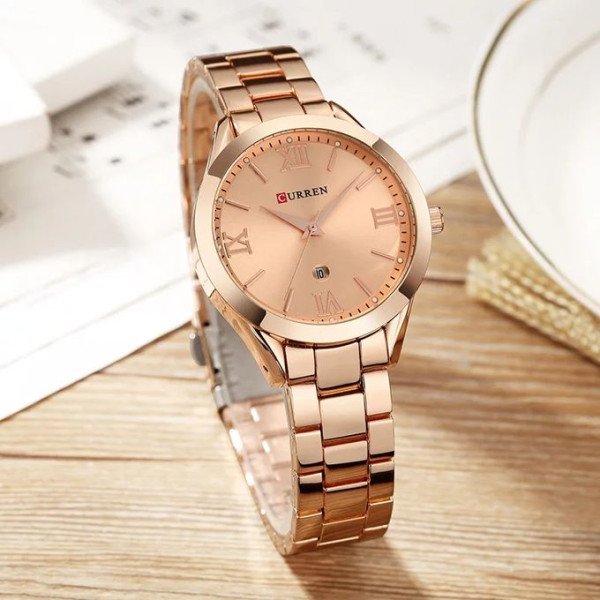 Curren 9007 Women Quartz Watch Calendar - Golden 