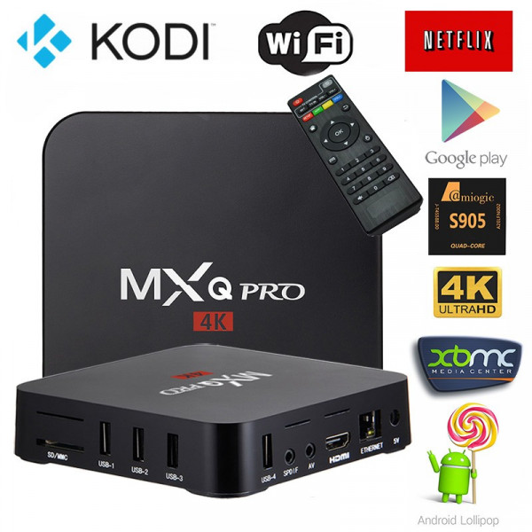 MXQ Pro 4K Android Internet TV Box - WiFi - 1GB RAM - 8GB ROM - UK PLUG - Black