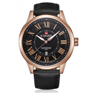 NAVIFORCE 9126 Original Men's Leather Date Quartz Wrist Watch 