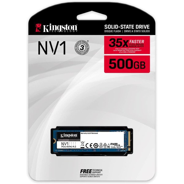 Kingston NV1 500GB  2280 NVMe PCIe Internal SSD Up to 2100 MB/s 