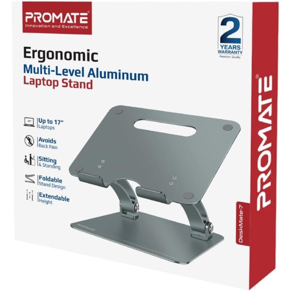 Promate DeskMate-7 Ergonomic Multi-Level Aluminum Laptop Stand