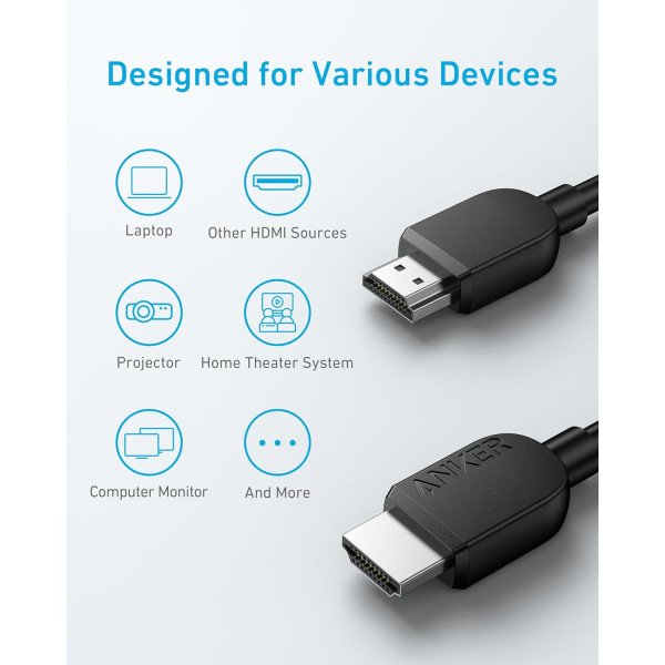 Anker HDMI 2.1 Cable 8K@60Hz 48 Gbps - 3ft