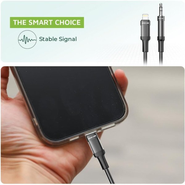 Green Lion Lightning To AUX Braided Cable 1M