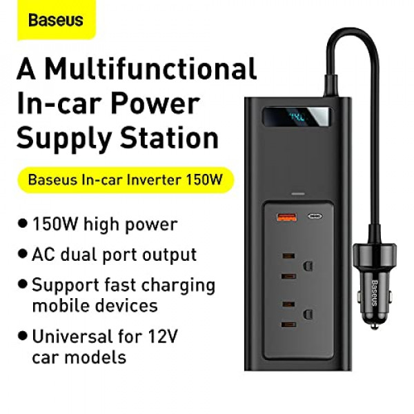 Baseus In-car Inverter 150W (220V CN/EU) black (CRNBQ-A01)
