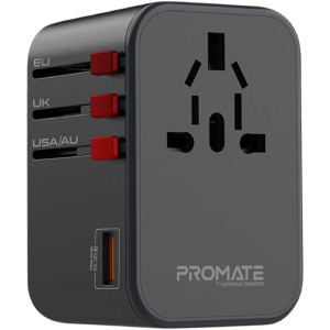 Promate 65W Power Delivery GaNFast Travel Adapter