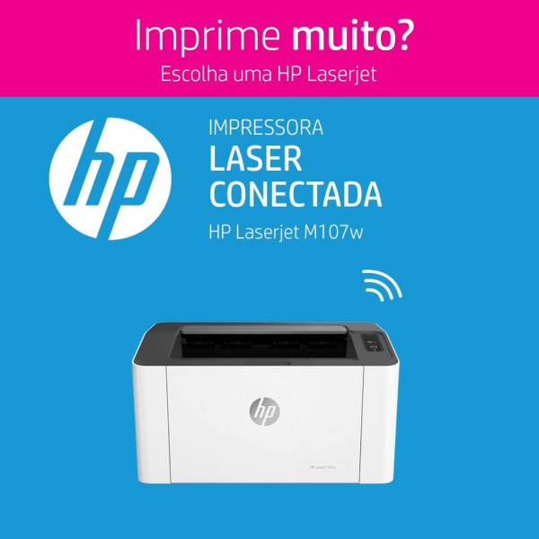 HP LaserJet 107w Mono Wireless Printer - White